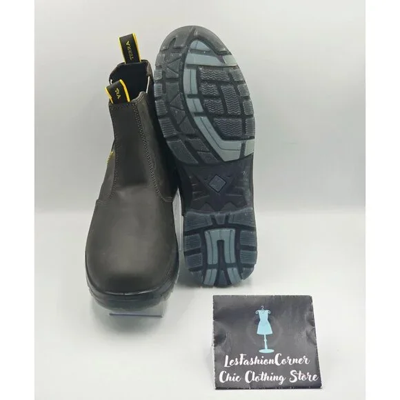 Terra Men's Black Leather Chelsea Soft Toe Pull-On Work Boots Size 10 2844 - Picture 5 of 16